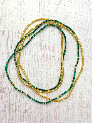 African Waist Beads (Greens & Gold)